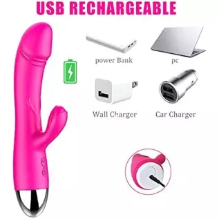 Rabbit Vibrator with Heating, 30 Powerful Vibrations G Spot Vibrator with Independent Clitoral Stimulator, Waterproof Rechargeab Rabbit Vibrator with Heating, 30 Powerful Vibrations G Spot Vibrator with Independent Clitoral Stimulator, Waterproof Rechargeab