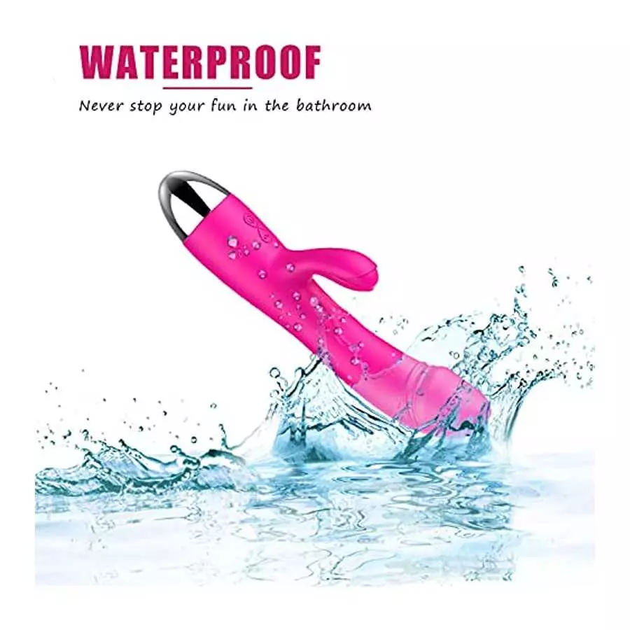 Rabbit Vibrator with Heating, 30 Powerful Vibrations G Spot Vibrator with Independent Clitoral Stimulator, Waterproof Rechargeab