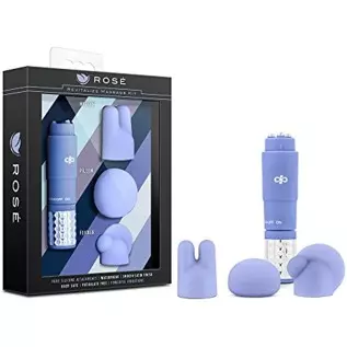 Rose Revitalize Massage Kit - Massager, Clitoral, External Massager Vibrator - 3 Ultrasilk Smooth Puria Silicone Attachments for
