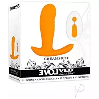 Evolved Love Is Back - Creamsicle - 12 Speeds & Functions Remote-Controlled Silicone Petite Phallic-Shaped Shaft - Rocker-Base D