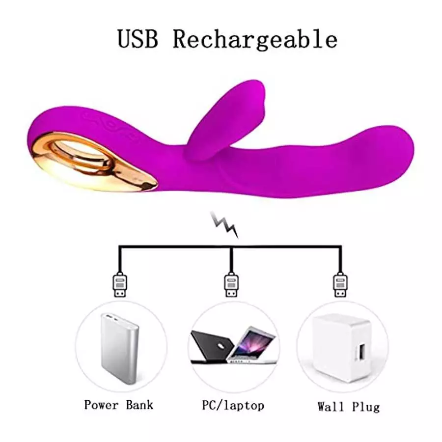 Leseox G-spot Rabbit Vibrator Dildo Adult Toys, Rechargeable Vibrating Massager for Clitoris Nipples Vagina Stimulation, 10 Powe