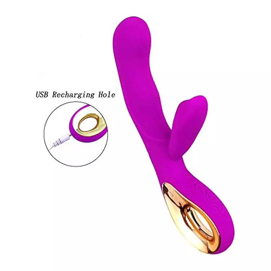 Leseox G-spot Rabbit Vibrator Dildo Adult Toys, Rechargeable Vibrating Massager for Clitoris Nipples Vagina Stimulation, 10 Powe