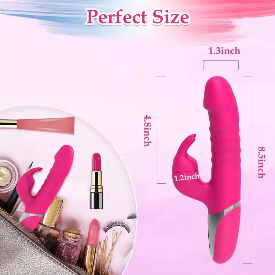 G Spot Thrusting Rabbit Vibrator Dildo for Female, 3 in 1 Silicone Sex Toy with Realistic Glans for Clitoral Anal Stimulation, 7