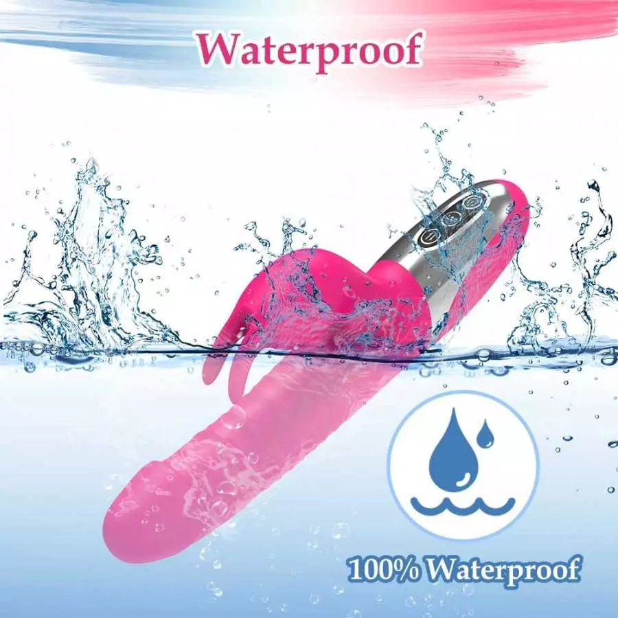 G Spot Thrusting Rabbit Vibrator Dildo for Female, 3 in 1 Silicone Sex Toy with Realistic Glans for Clitoral Anal Stimulation, 7