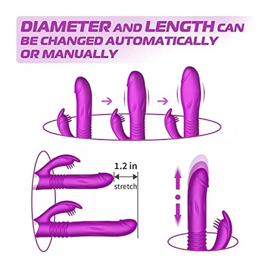 3 in 1 Thrusting G Spot Vibrator Clitoral Stimulator Massager, Waterproof Rabbit Dildo Vibrating with 7 Powerful Vibrations Rech