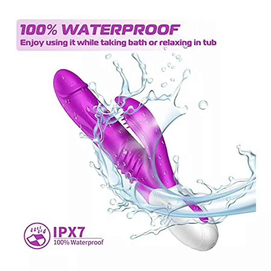 3 in 1 Thrusting G Spot Vibrator Clitoral Stimulator Massager, Waterproof Rabbit Dildo Vibrating with 7 Powerful Vibrations Rech