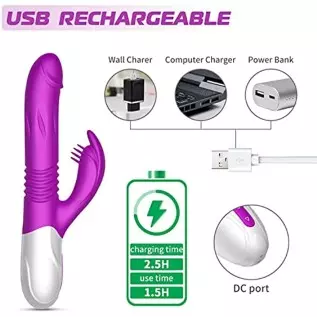 3 in 1 Thrusting G Spot Vibrator Clitoral Stimulator Massager, Waterproof Rabbit Dildo Vibrating with 7 Powerful Vibrations Rech 3 in 1 Thrusting G Spot Vibrator Clitoral Stimulator Massager, Waterproof Rabbit Dildo Vibrating with 7 Powerful Vibrations Rech
