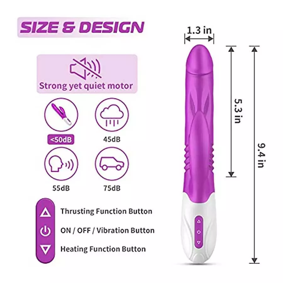 3 in 1 Thrusting G Spot Vibrator Clitoral Stimulator Massager, Waterproof Rabbit Dildo Vibrating with 7 Powerful Vibrations Rech