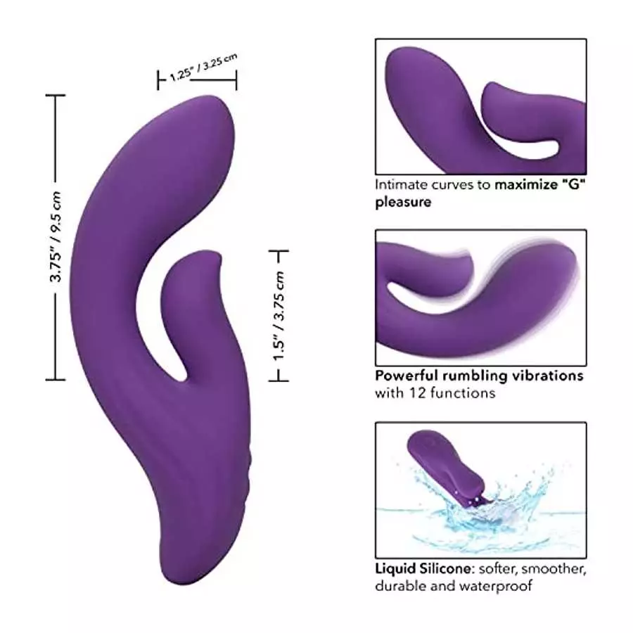 CalExotics Stella™ Liquid Silicone Dual Pleaser – Premium Rechargeable Rabbit Massager Vibrator – Sex Toy for Women - Purple