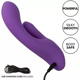 CalExotics Stella™ Liquid Silicone Dual Pleaser – Premium Rechargeable Rabbit Massager Vibrator – Sex Toy for Women - Purple