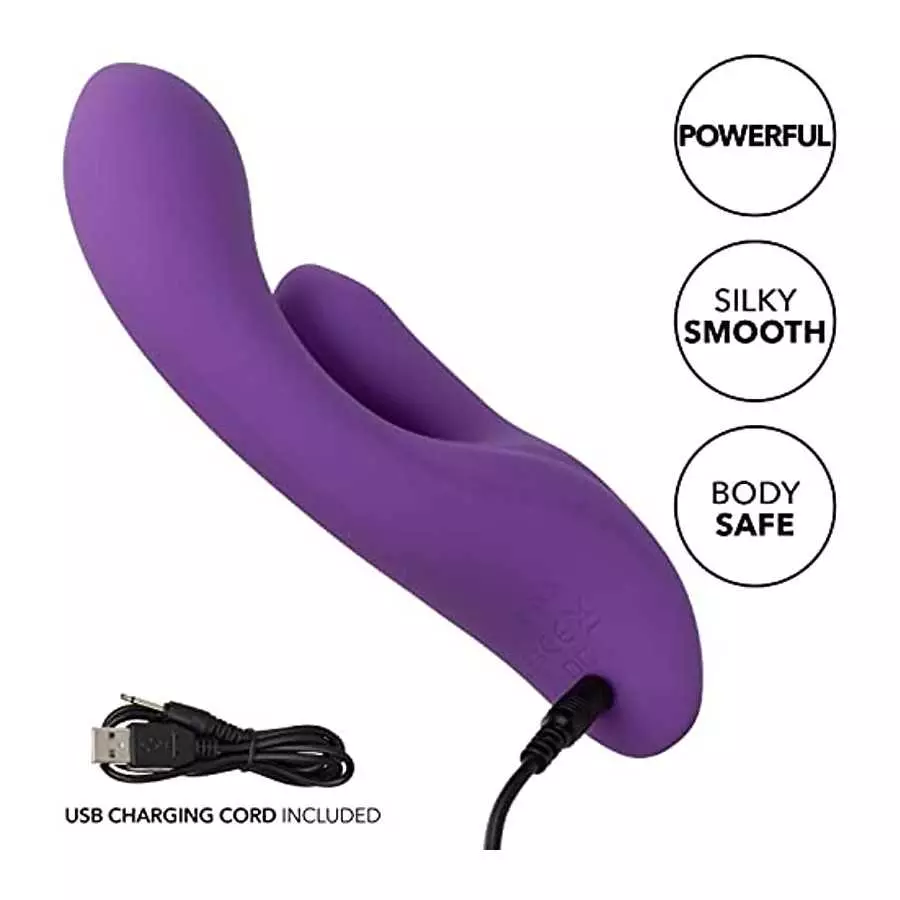 CalExotics Stella™ Liquid Silicone Dual Pleaser – Premium Rechargeable Rabbit Massager Vibrator – Sex Toy for Women - Purple