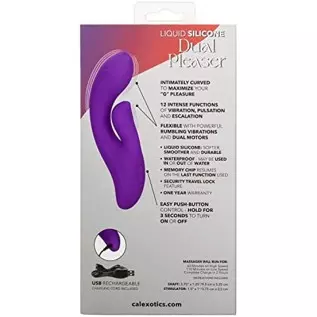 CalExotics Stella™ Liquid Silicone Dual Pleaser – Premium Rechargeable Rabbit Massager Vibrator – Sex Toy for Women - Purple
