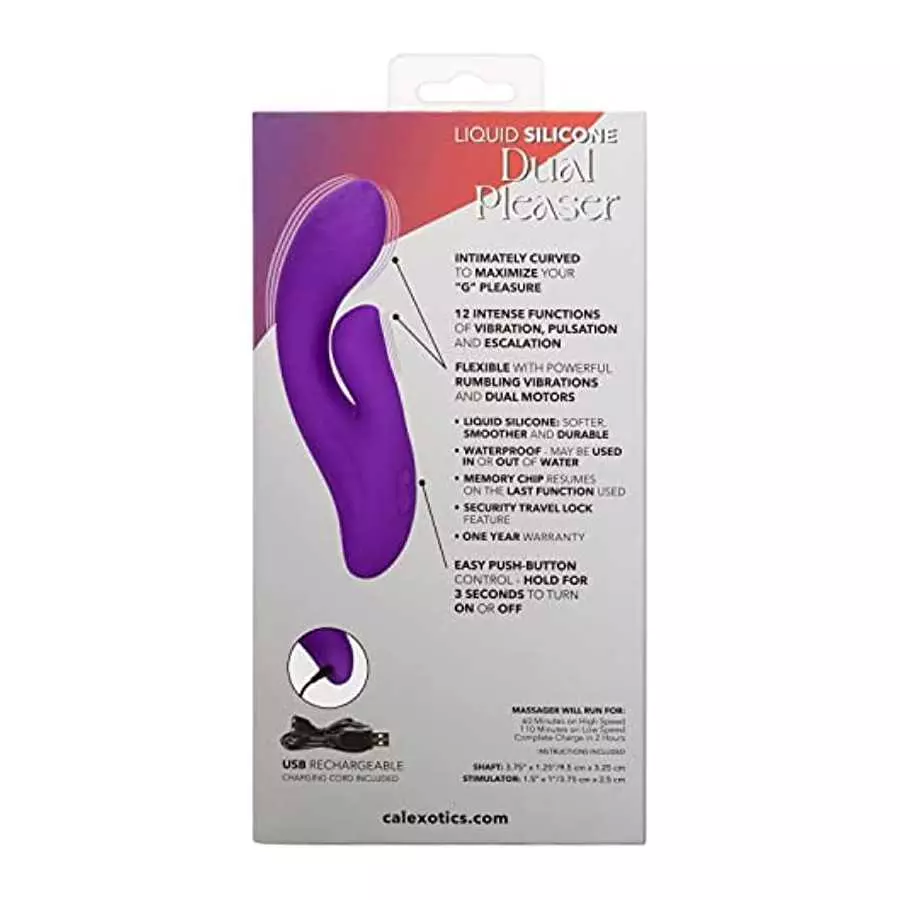 CalExotics Stella™ Liquid Silicone Dual Pleaser – Premium Rechargeable Rabbit Massager Vibrator – Sex Toy for Women - Purple