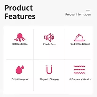 OOXOO Octopus Massager, Rose Sex Toys for Clitoris G-spot Stimulation, Waterproof Dildo Vibrator, with 10 Vibration Modes, Adult