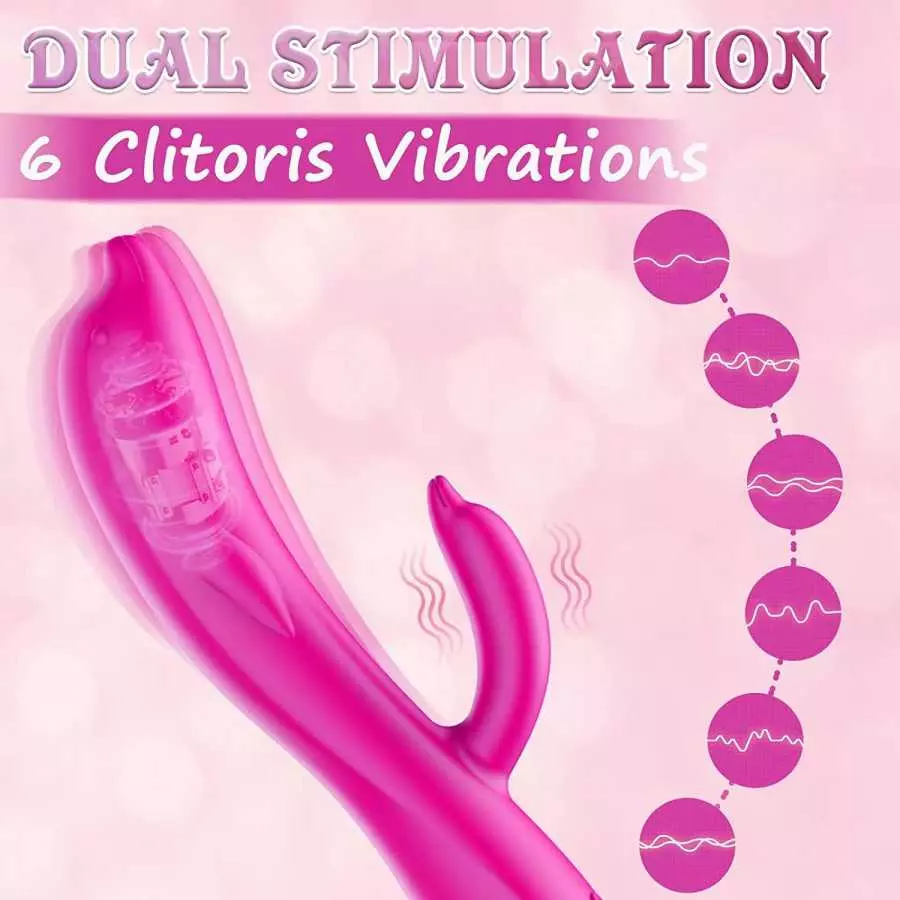 PUWCBZE G-Spot Rabbit Vibrator Dildo with 6 Vibration Modes, Clitoris Stimulator Vaginal Anal Nipple Massager for Soft Silicone,