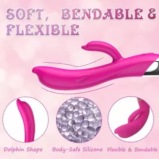 PUWCBZE G-Spot Rabbit Vibrator Dildo with 6 Vibration Modes, Clitoris Stimulator Vaginal Anal Nipple Massager for Soft Silicone,