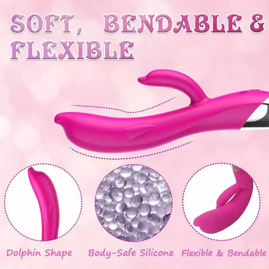 PUWCBZE G-Spot Rabbit Vibrator Dildo with 6 Vibration Modes, Clitoris Stimulator Vaginal Anal Nipple Massager for Soft Silicone,