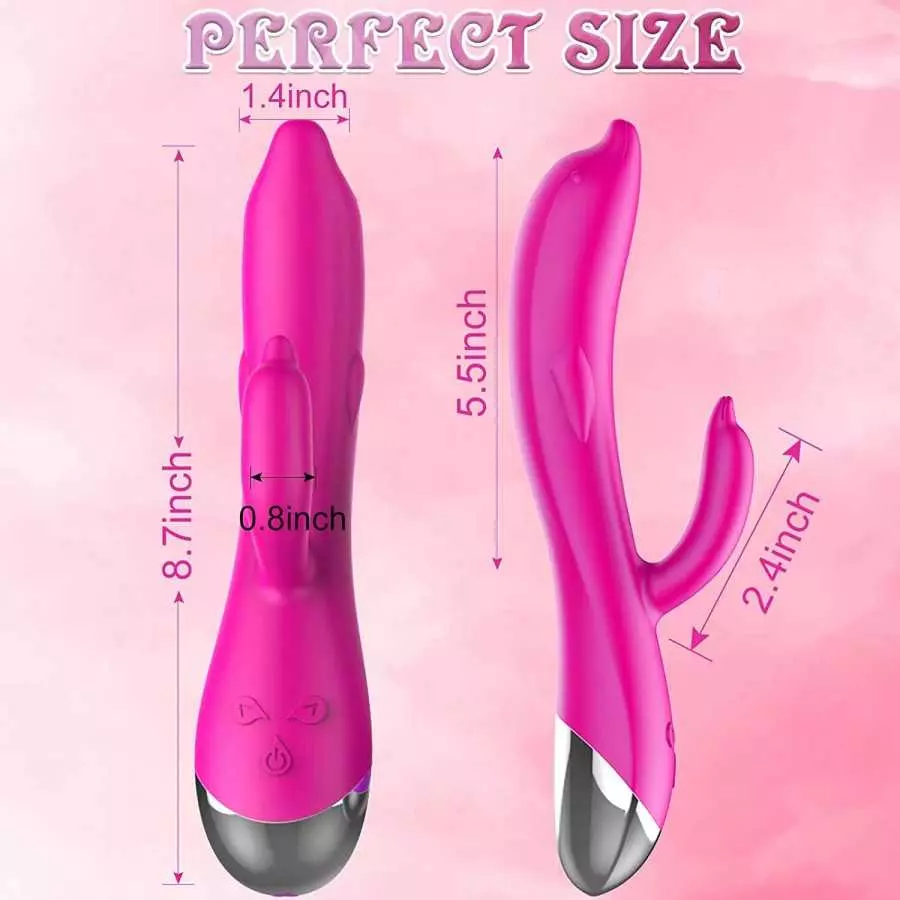 PUWCBZE G-Spot Rabbit Vibrator Dildo with 6 Vibration Modes, Clitoris Stimulator Vaginal Anal Nipple Massager for Soft Silicone,