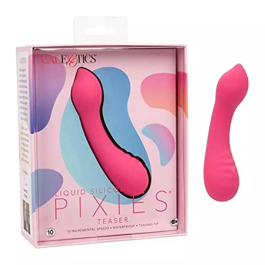 CalExotics Liquid Silicone Pixies® Teaser – Rechargeable Travel Size Mini Vibrator –Waterproof Adult Sex Toy for Women – Pink CalExotics Liquid Silicone Pixies® Teaser – Rechargeable Travel Size Mini Vibrator –Waterproof Adult Sex Toy for Women – Pink