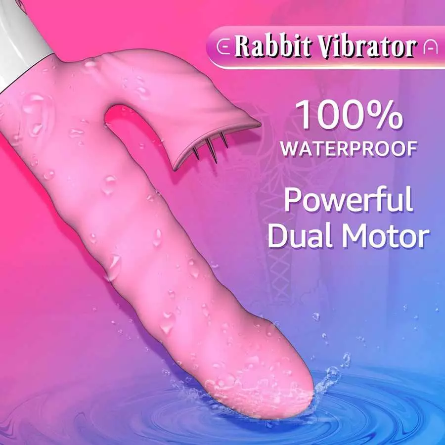 ADAMEEWAA Rabbit Vibrator Dildo for Women, Double Tongue Clitorial Licking Vibrator， Stimulator for Women Vibrating Machine(Purp