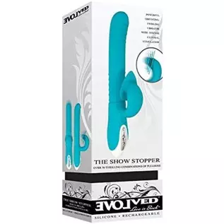 Evolved Love Is Back - Show Stopper - Powerful Thrusting Twirling with Clitoral Stimulation Rabbit-Style Vibrator - Teal Evolved Love Is Back - Show Stopper - Powerful Thrusting Twirling with Clitoral Stimulation Rabbit-Style Vibrator - Teal