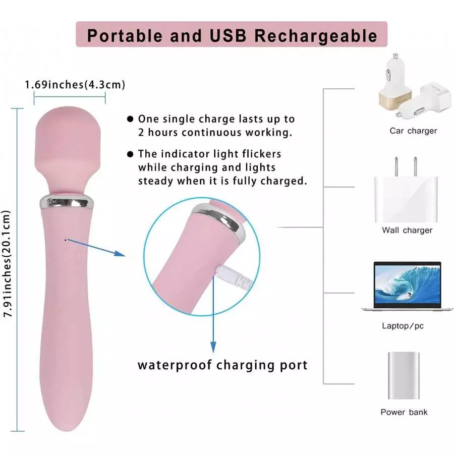 TOMAZON Massager Vibrator, Handheld Wireless Adult Sex Toys, Quiet & Waterproof, G-spot Clitoris Stimulator with 10 Powerful Vib