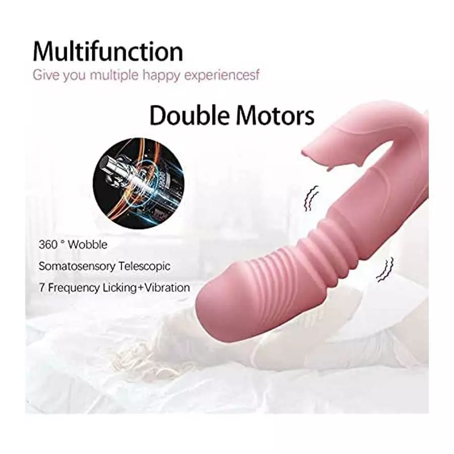 G Spot Rabbit Vibrator with Heating Function, Sex Toys for Clitoris G-spot Stimulation,Waterproof Dildo Vibrator with 9 Powerful