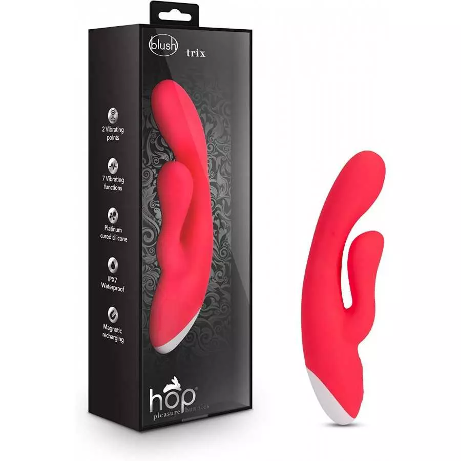 Blush Hop Trix - Pleasure Massager for Women - Wireless Silicone Rabbit Vibrator Dildo - Personal Adult Sex Toy - Female and Cou Blush Hop Trix - Pleasure Massager for Women - Wireless Silicone Rabbit Vibrator Dildo - Personal Adult Sex Toy - Female and Cou