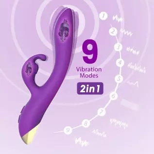 Rabbit Vibrator with Dual Motor 9 Powerful Vibration Modes, Silicone Vaginal Anal Dildo Massager Clitorals Stimulator,Waterproof