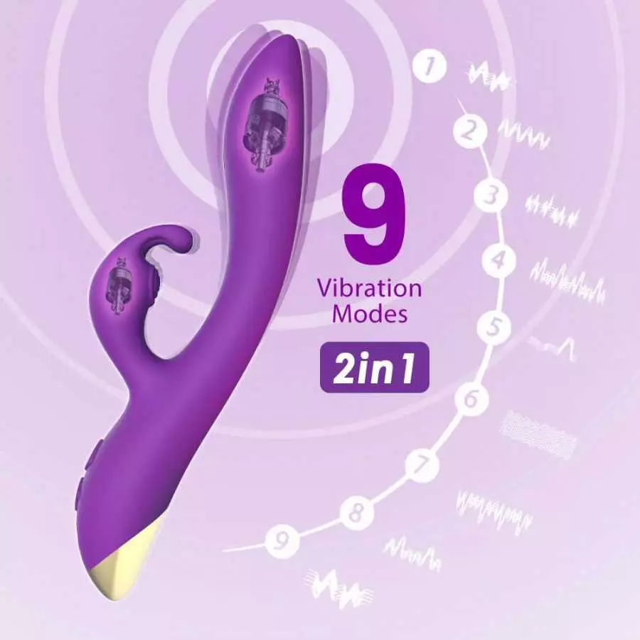 Rabbit Vibrator with Dual Motor 9 Powerful Vibration Modes, Silicone Vaginal Anal Dildo Massager Clitorals Stimulator,Waterproof