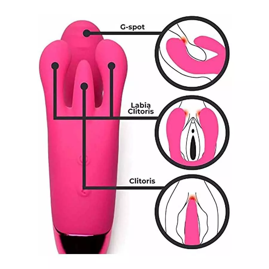 Sam's Secret Euphoria Bang! 10X Triple Rabbit Silicone Vibrator - Pink/Sex Toy for Female Pleasure