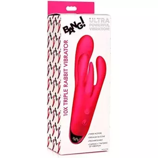 Sam's Secret Euphoria Bang! 10X Triple Rabbit Silicone Vibrator - Pink/Sex Toy for Female Pleasure