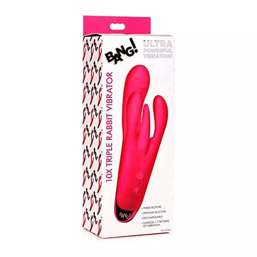 Sam's Secret Euphoria Bang! 10X Triple Rabbit Silicone Vibrator - Pink/Sex Toy for Female Pleasure