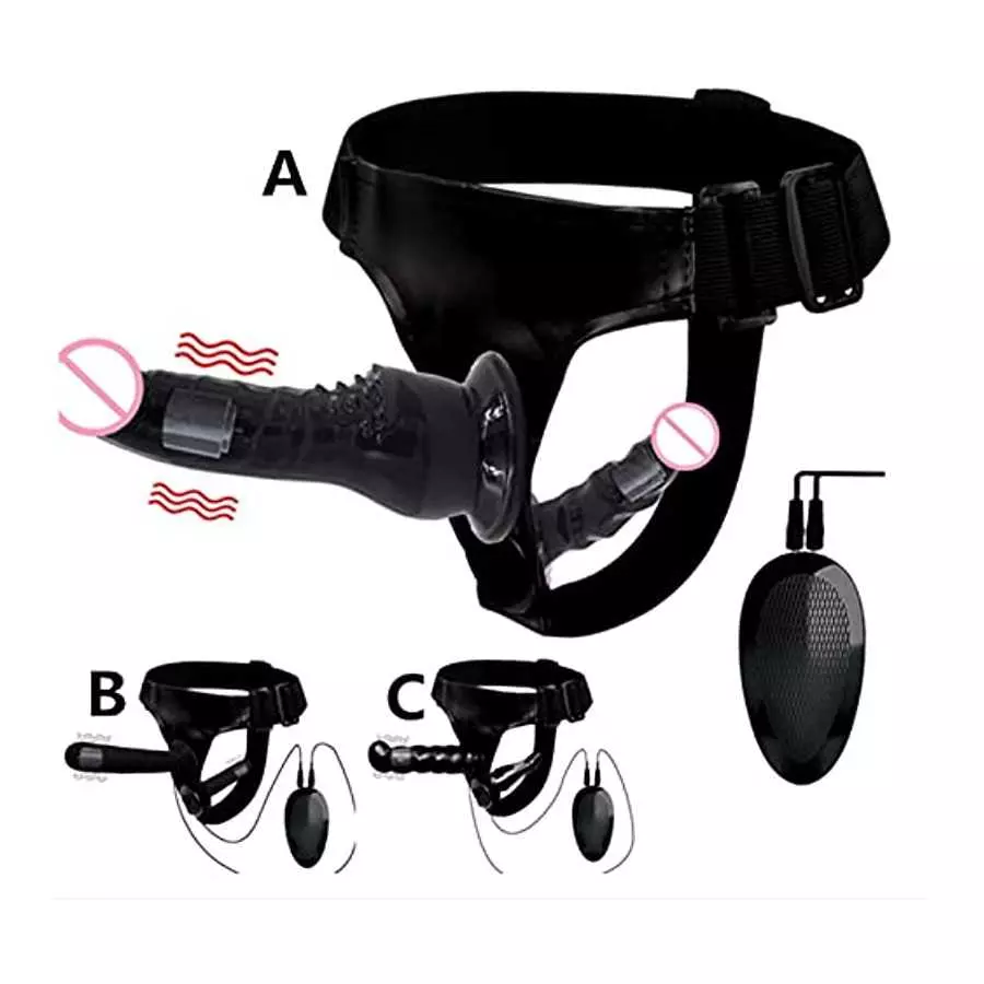 Agohua Double Dildo Realistic Dildo Super Elastic Harness Belt Big Dildo Vibrator Adult Sex Toys Lesbian (Control-Flesh)