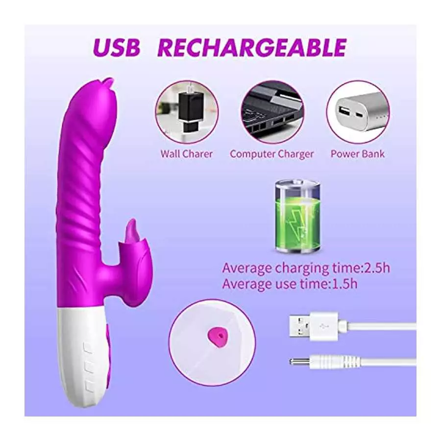 2022 New G Spot Rabbit Vibrator Dildo for Women, Bunny Ears Tongue Licking Clitorals Stimulator Vibrating Adult Sex Toys & Games