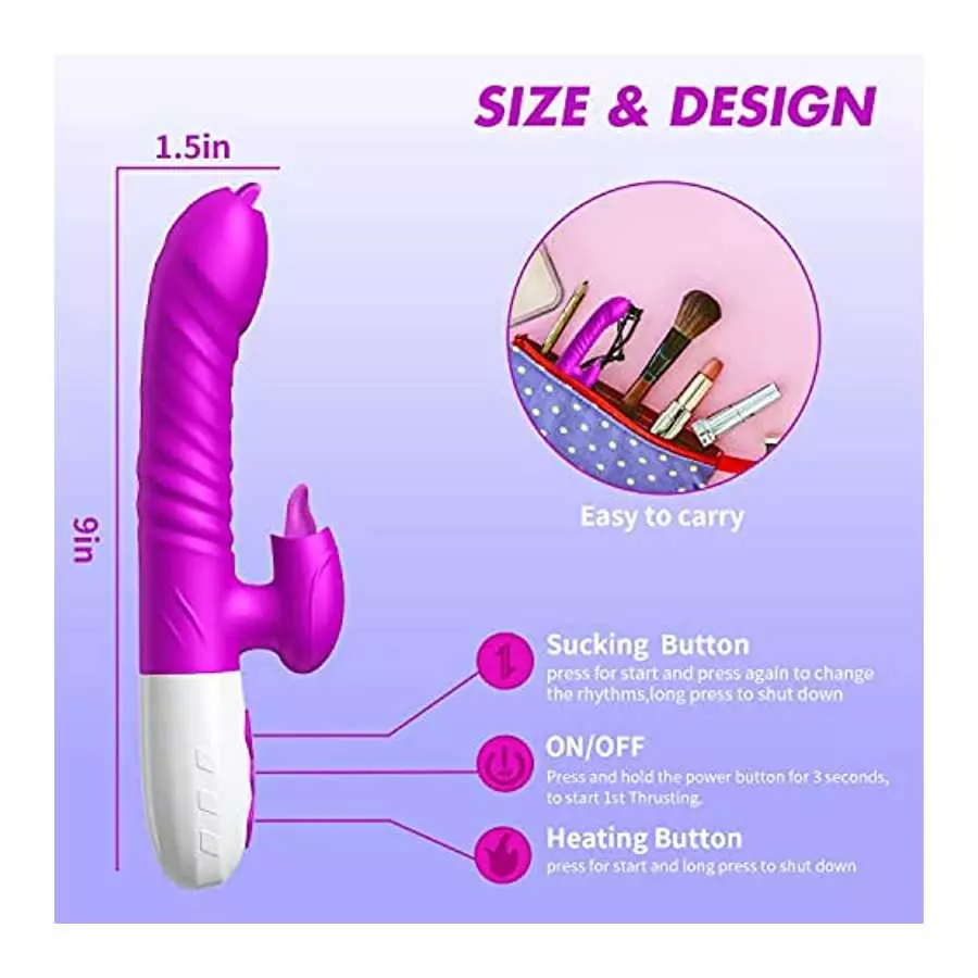 2022 New G Spot Rabbit Vibrator Dildo for Women, Bunny Ears Tongue Licking Clitorals Stimulator Vibrating Adult Sex Toys & Games