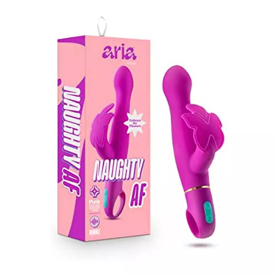 Blush Aria Naughty AF Silicone Rabbit Vibrator - Rumble Tech Powerful Rumbly 10 Vibration Settings - G Spot and Clitoral Stimula Blush Aria Naughty AF Silicone Rabbit Vibrator - Rumble Tech Powerful Rumbly 10 Vibration Settings - G Spot and Clitoral Stimula