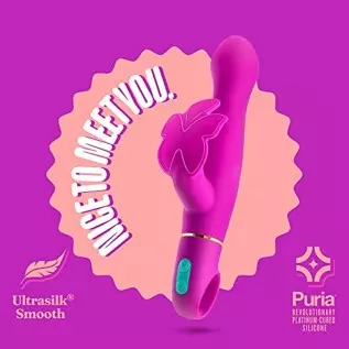 Blush Aria Naughty AF Silicone Rabbit Vibrator - Rumble Tech Powerful Rumbly 10 Vibration Settings - G Spot and Clitoral Stimula