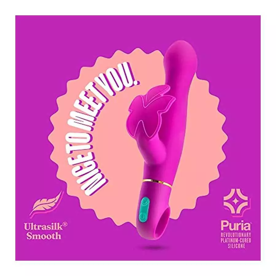 Blush Aria Naughty AF Silicone Rabbit Vibrator - Rumble Tech Powerful Rumbly 10 Vibration Settings - G Spot and Clitoral Stimula