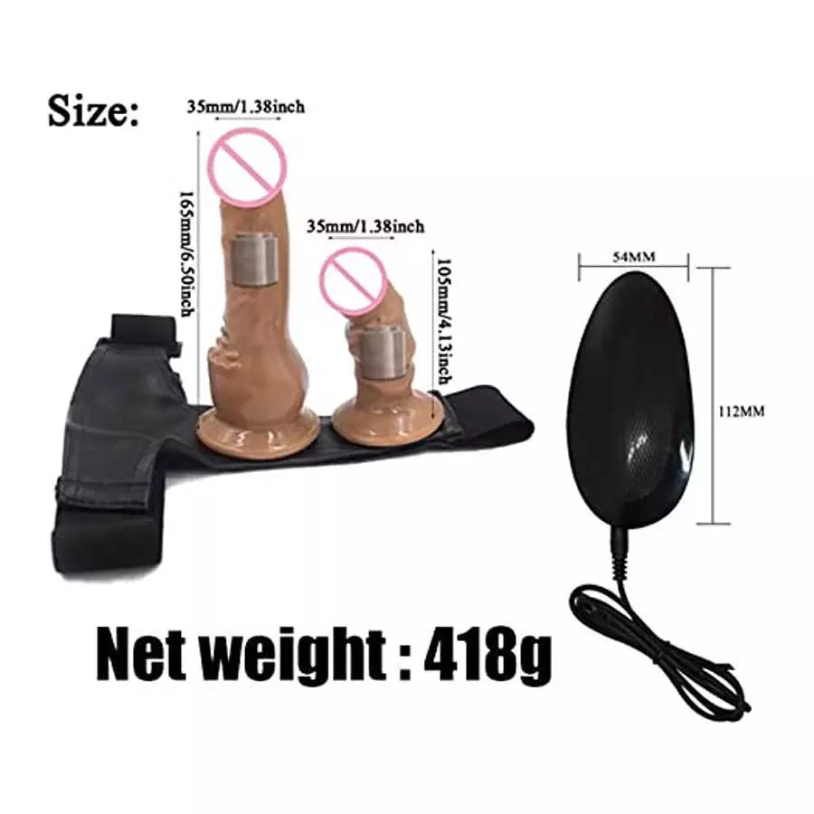 Agohua Double Dildo Realistic Dildo Super Elastic Harness Belt Big Dildo Vibrator Adult Sex Toys Lesbian (Control-Flesh)