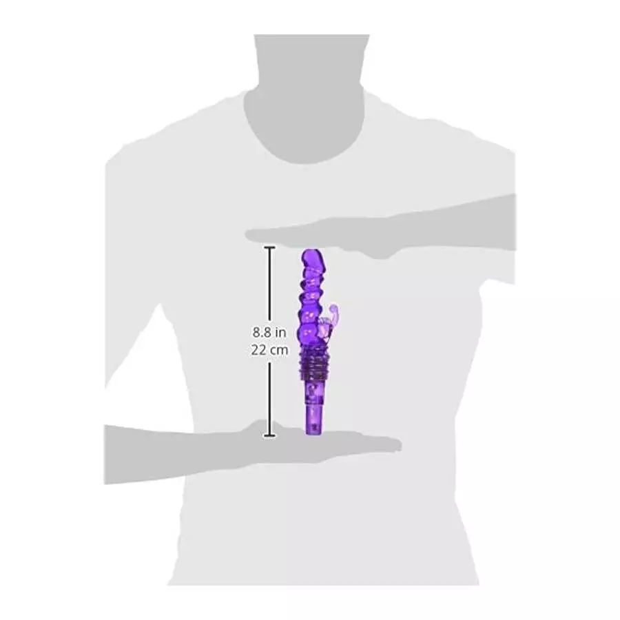 Trinity Vibes Royal Rocker Ribbed Rabbit Vibrator, Purple, 8.5 Inch, (AE561)