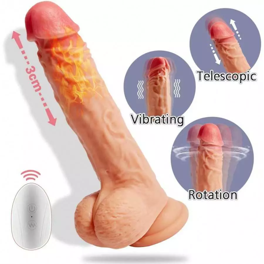 Thrusting Vibrating Realistic Dildo Vibrator G-Spot Clit Licking Lifelike Penis Sex Toys for Women Multi-Speed Telescopic Heatin