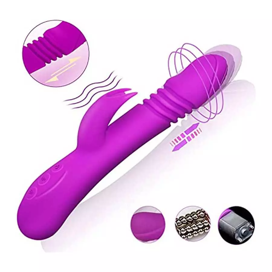 G Spot Rabbit Vibrator with Heating Function, Rose Sex Toys for Clitoris G-spot Stimulation,Waterproof Dildo Vibrator with 9 Pow