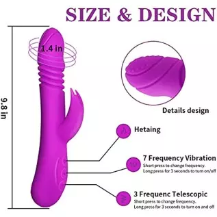 G Spot Rabbit Vibrator with Heating Function, Rose Sex Toys for Clitoris G-spot Stimulation,Waterproof Dildo Vibrator with 9 Pow G Spot Rabbit Vibrator with Heating Function, Rose Sex Toys for Clitoris G-spot Stimulation,Waterproof Dildo Vibrator with 9 Pow