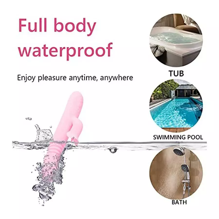 G-Spot Rabbit Vibrator with Heating Function, Rose Sex Toys for Clitoris G-spot Stimulation,Waterproof Dildo Vibrator with 9 Pow