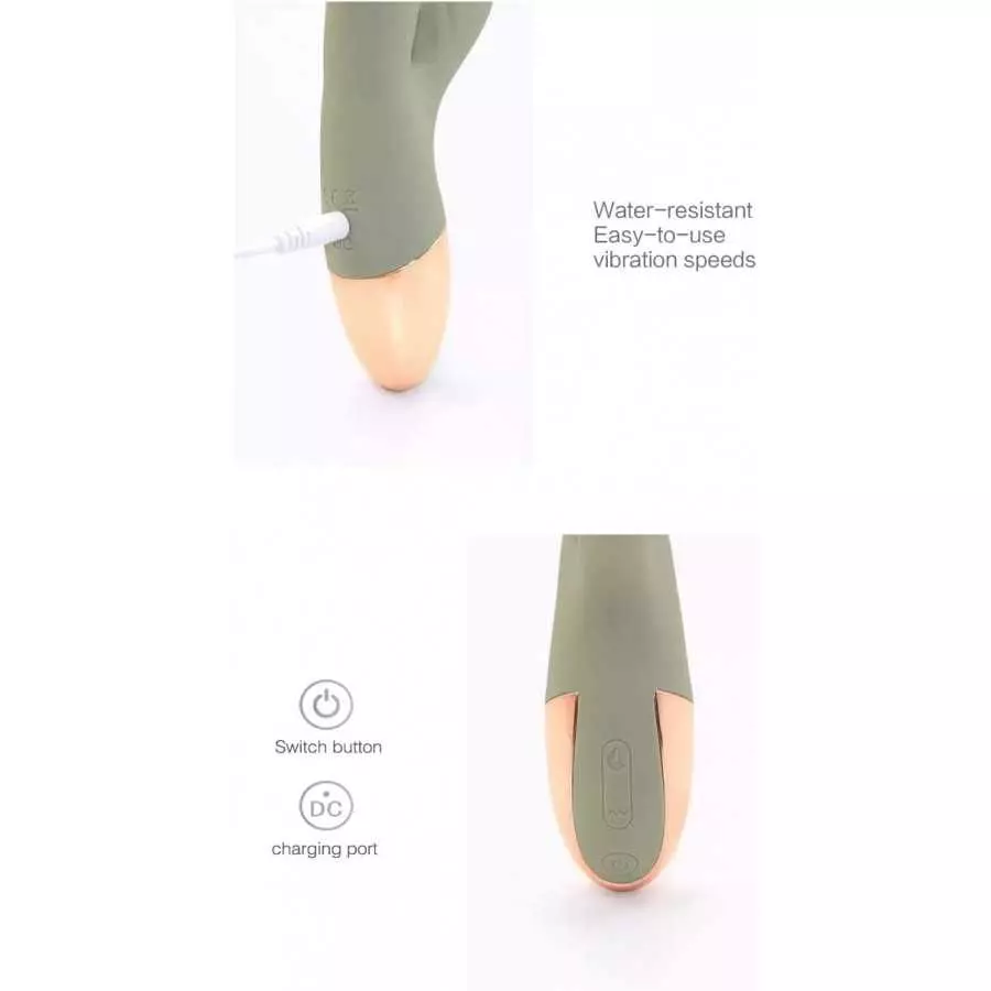 Rechargeable Rabbit Dildo for Women G Spot Vibrator (Green Rabbit)