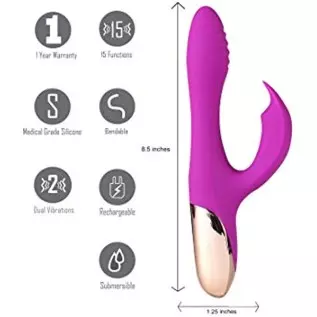 Maia Toys Skyler USB Rechargeable Silicone Bendable Rabbit Vibrator- Purple