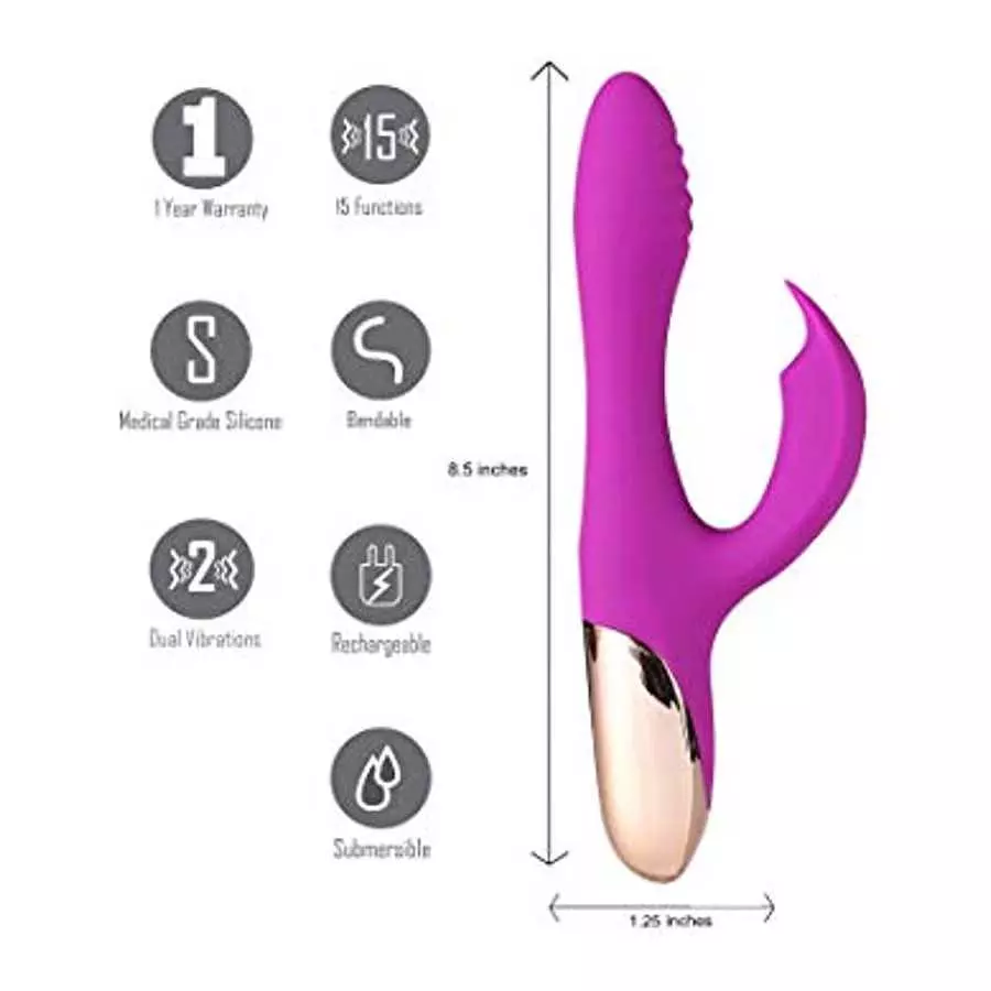 Maia Toys Skyler USB Rechargeable Silicone Bendable Rabbit Vibrator- Purple