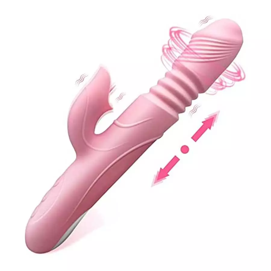 Thrusting Dildo Rabbit Vibrator for Women, Powerful Vibrator Adult Sensory Toys G Spot Sex Toy with 3 Telescopic & 7 Vibration M