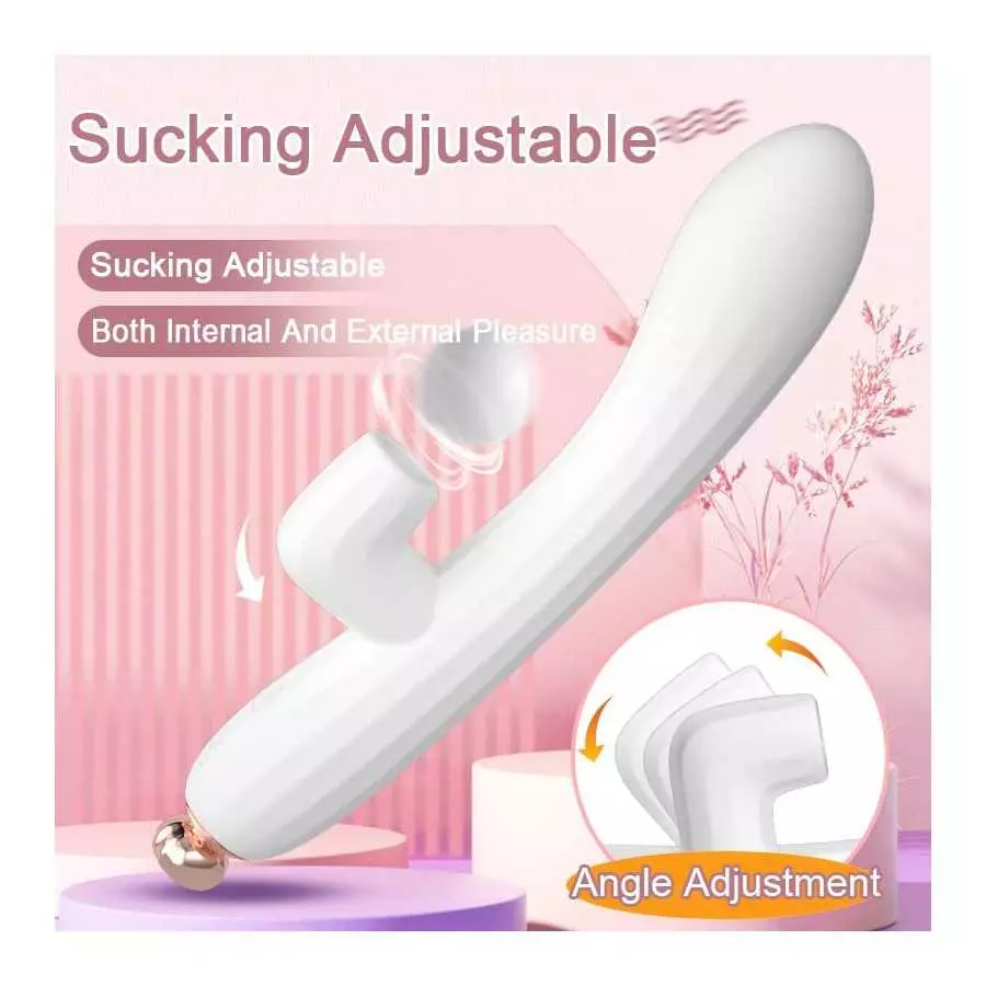Rechargeable Vibrator - 10 Patterns Vibration-Sucking,G Spot Rabbit Vibrator with Heating Function, Wand Massager,Dual Motor Sti